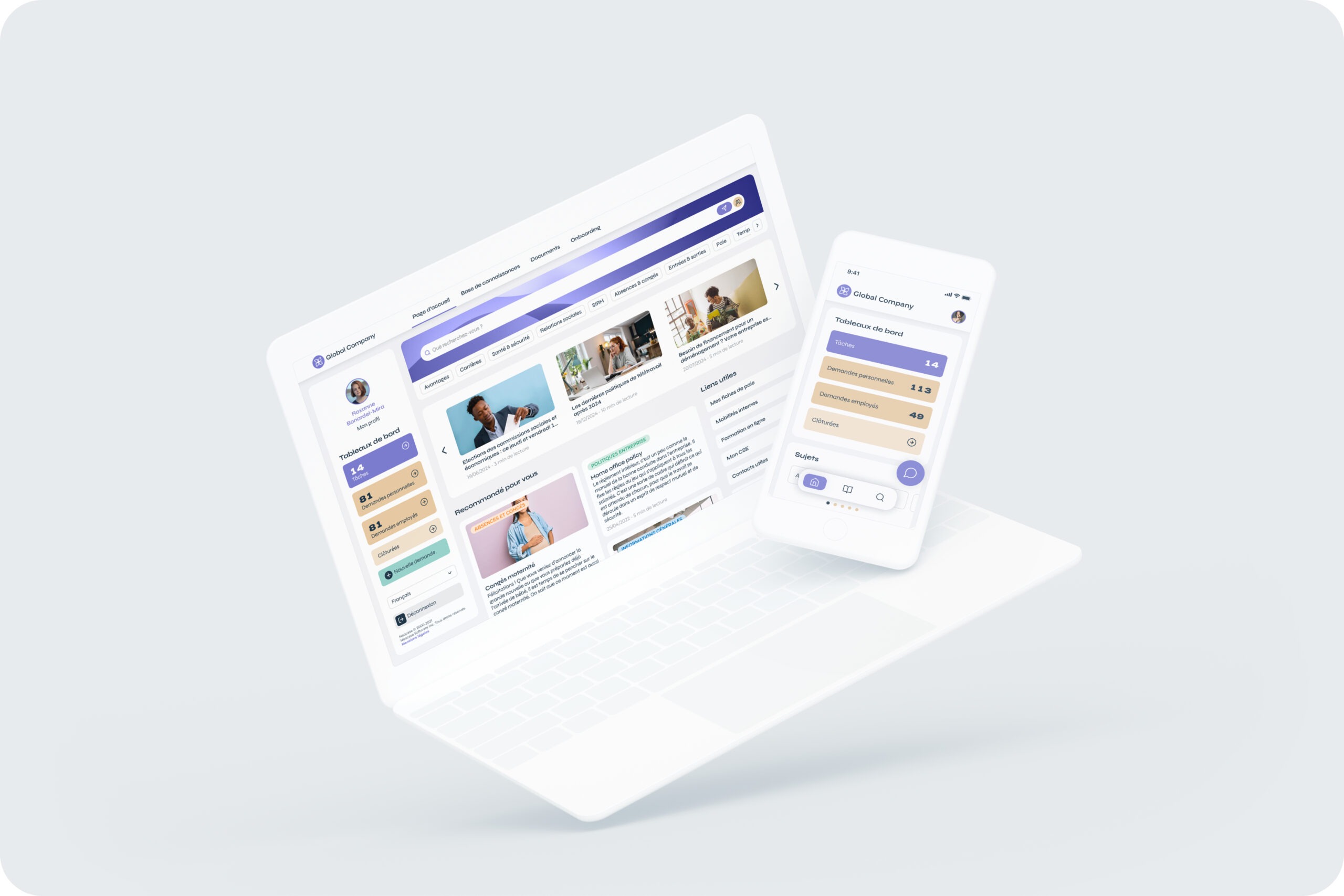 portail sur desktop et mobile FR